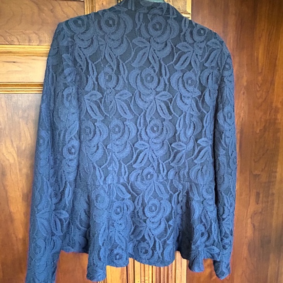 INC International Concepts  Blue Lace Peplum Jacket, Long Sleeves, Size Medium - Picture 2 of 16